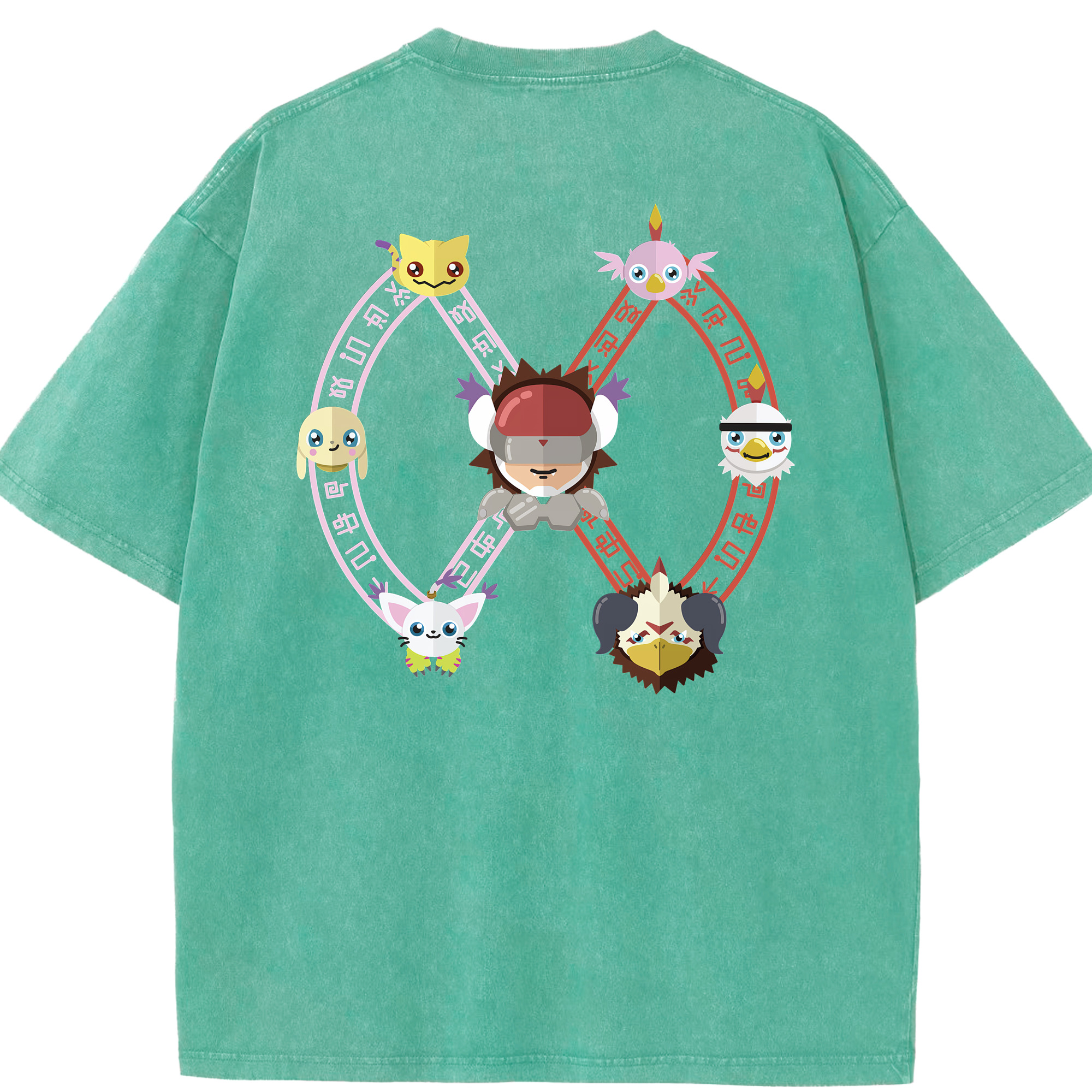 （画像用） Digimon デジタルモンスター/デジモン 綿100% ヴィンテージ風 半袖Tシャツ（背面プリント）